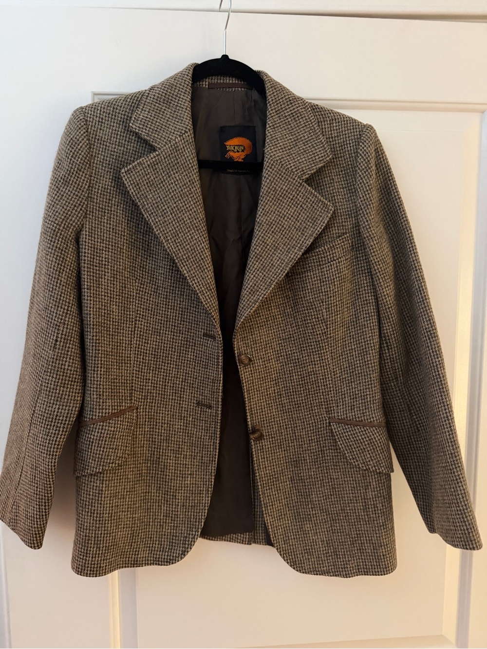 Vintage Wool Blazer with Leather Elbow Patches